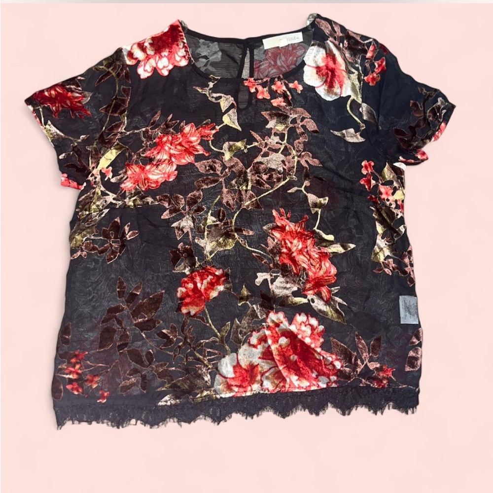 Rewind Red and Black Graphic Boxy Blouse Short Sleeve